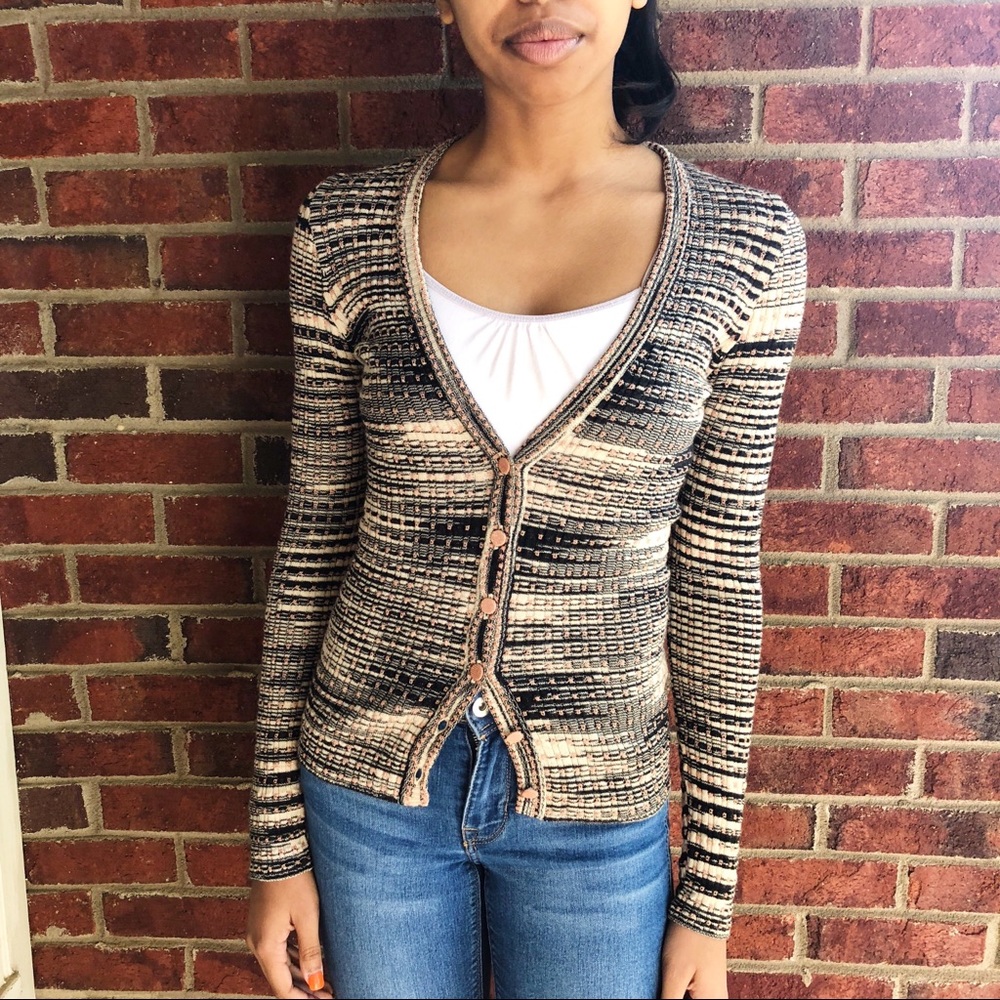 MISSONI Metallic Stripe Button Cardigan XS